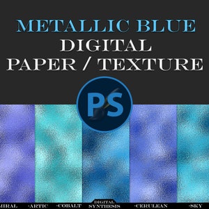 TEXTURE BLU METALLIZZATO, per biglietti, inviti, album di ritagli, clipart, nelle tavolozze di colori metallici ammiraglio, cobalto, ceruleo, artico e azzurro cielo.
