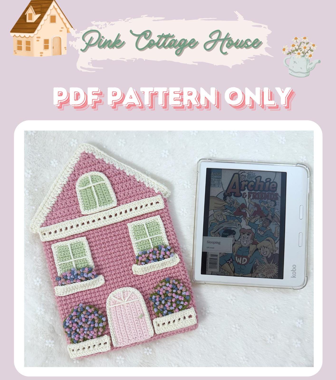 Kindle Crochet Pattern Pink Cottage House
