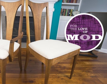 SOLD *** Mid Century Modern Broyhill Saga | Brasilia 2 | Dining Chairs - Set of Six including Two Captain's Chairs *** SOLD