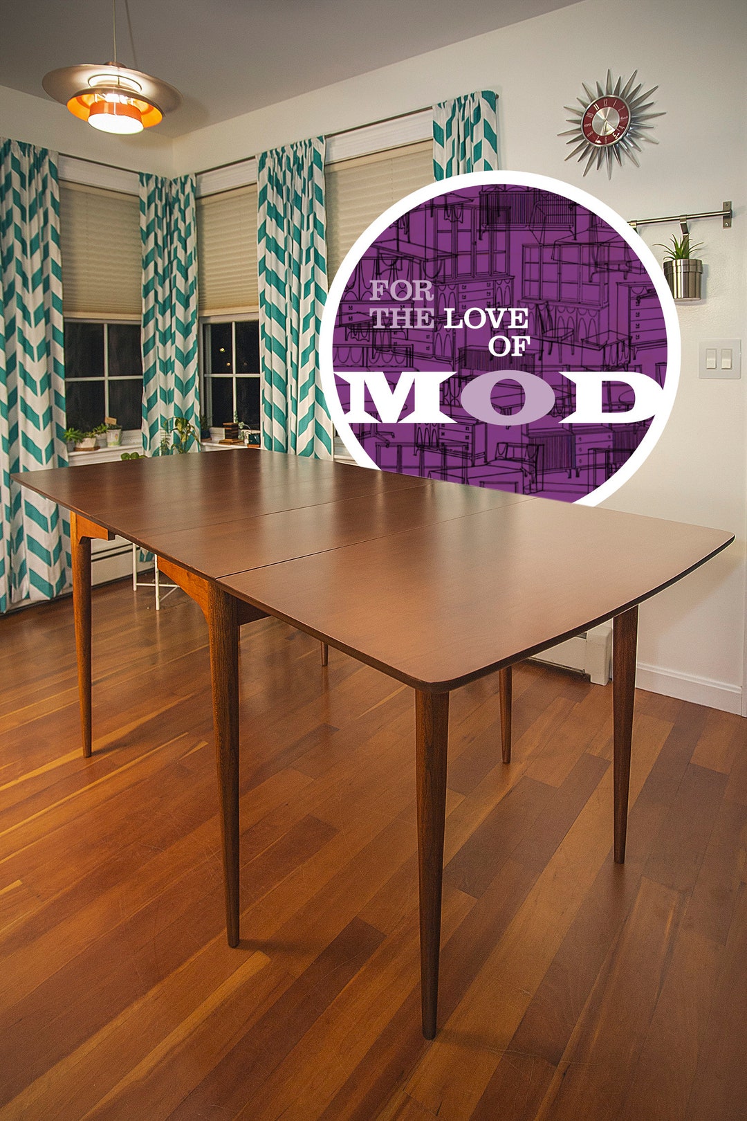 SOLD Mid Century Modern Royal Dane Group for Bassett Refinished Drop Leaf Dining Table With