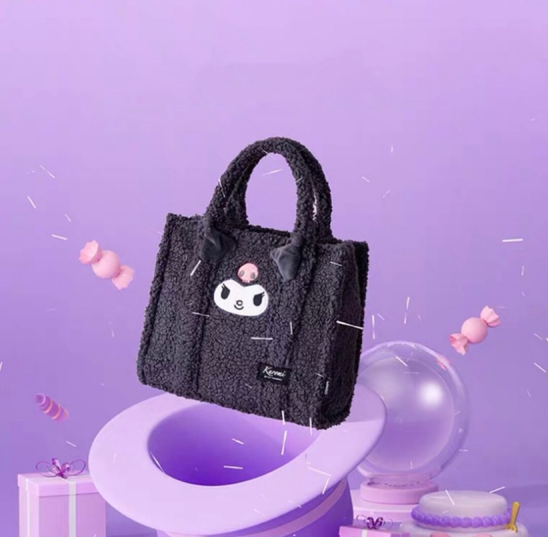 Sanrio Kuromi Fluffy Tote Bag Lovely Kawaii Cute Lolita Etsy