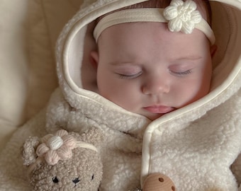 Gehäkelte Blume Baby Stirnband, weich dehnbar Neugeborenen Bogen