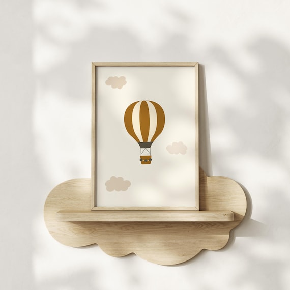 Hot Air Balloon nursery print, striped nursery wall art boys room Printable  kids room poster baby room decoration boy kidful wall arte
