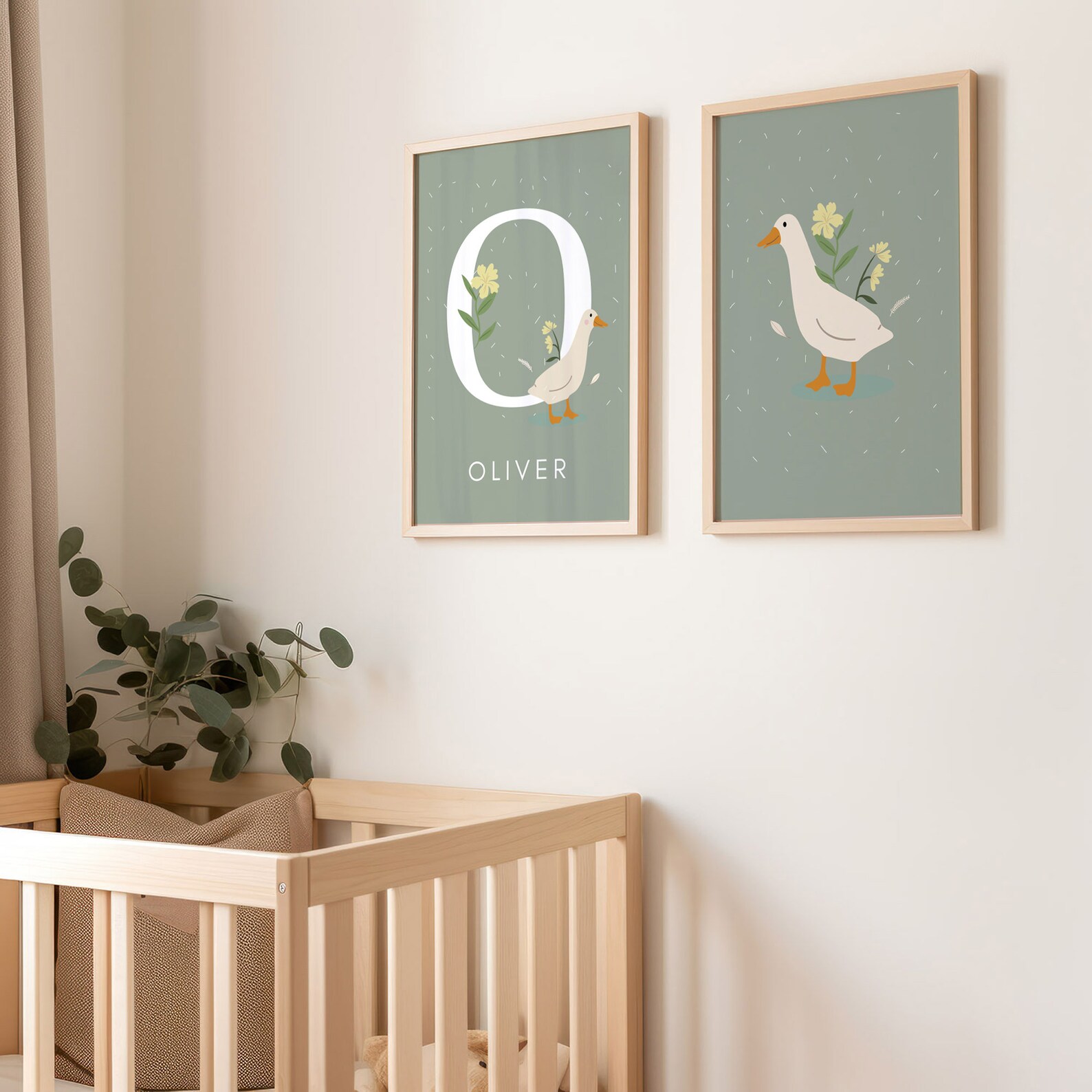 Custom Goose Nursery Art, Geese and Flowers Print (set of 2) (digital ...