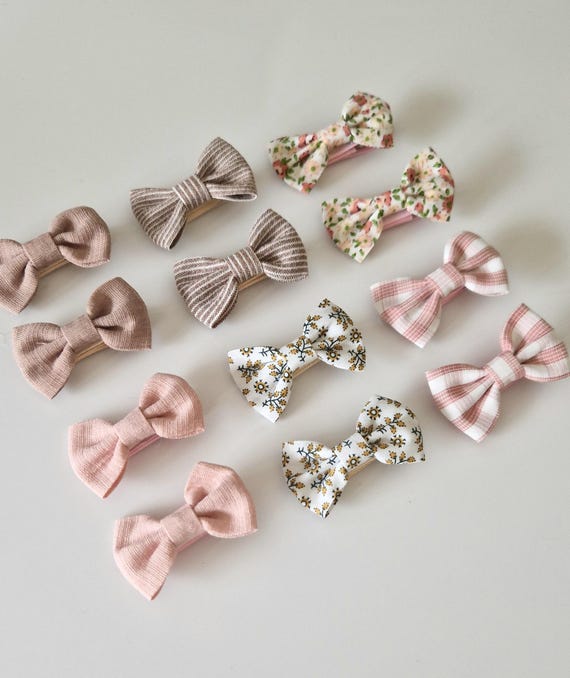 Linen Mini Bow Clips Linen Mini Bow Clips