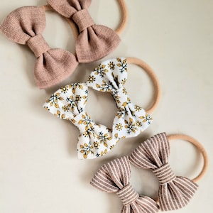 Bow hair elastics, Toddler hair ties set of 2, baby and girl hair bands, baby hair bobbins, pigtail bows, flower hair ties, striped bobbin