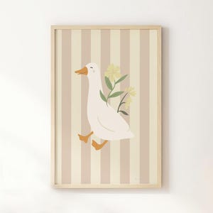 Goose nursery wall art, Vintage style nursery poster, baby room farm animal print pink goose nursery print, goose nursery decoration