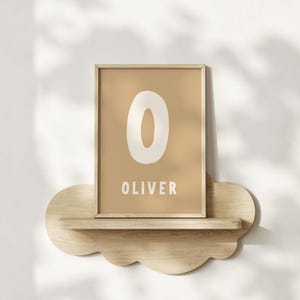 Póster con nombre para decoración de pared de habitación de niño, impresión personalizada con nombre de niño, monograma con letra inicial y color de fondo personalizado, nombre para decoración de guardería.