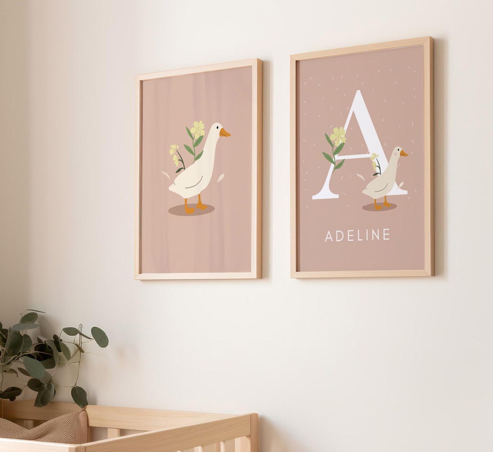 Custom Goose Nursery Art, Geese and Flowers Print (set of 2) (digital ...