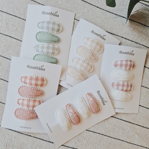 Mini Fabric Snap clip set -4 pack, baby hair clips, first baby clips, soft hair clips, No Slip hair clips, stripe fringe clip, baby barettes