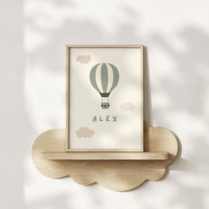 Boys Room Wall Art Name Poster, Hot Air Balloon Name Print, Boys Room Wall Art Name Poster Clouds Kids Room Decor, Decorating boys room name