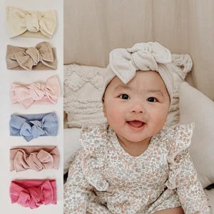 Baby Ribbed Bow Headband, Toddler topknot Cotton Baby Bow, baby girl headband bows Soft And Stretchy Newborn Baby Headbands Baby Shower Gift