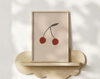 Cherry Nursery Print, Pastel Cherries Wall Art (Digital Download)