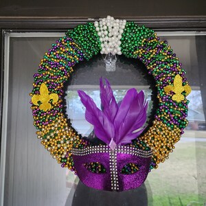 Mardi Gras beads wreath