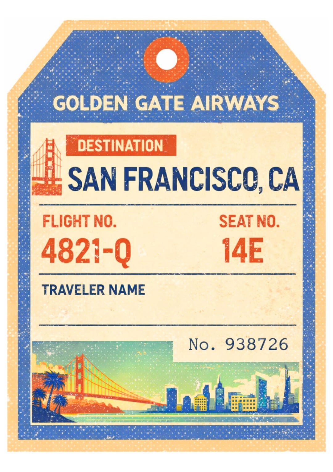 San Francisco Travel Art Print – Vintage Luggage Tag Style Golden Gate ...
