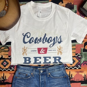 Cowboys & Beer Western Crop Top Graphic Tee