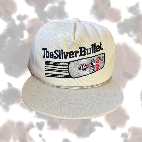 Vintage Silver Bullet Beer White Snapback Hat