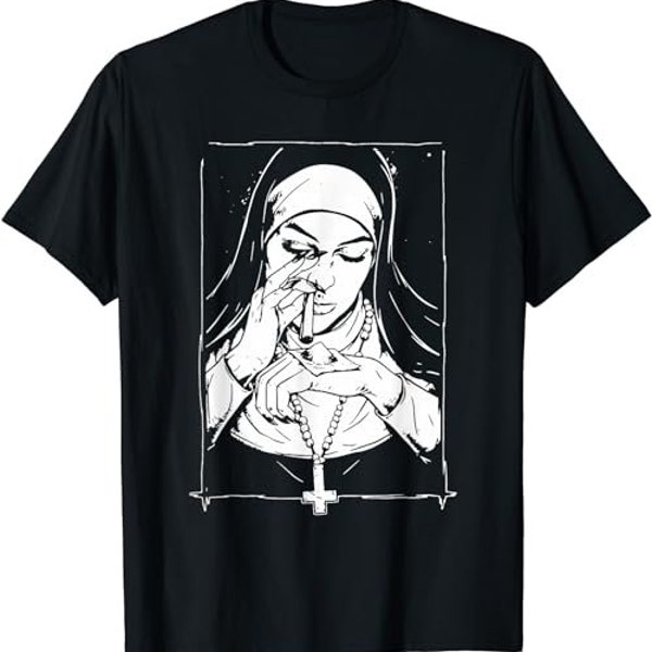 Funny Unholy Drug Nun Costume Dark Satanic Essential Horror  T-Shirt, Sweatshirt, Hoodie - 100446