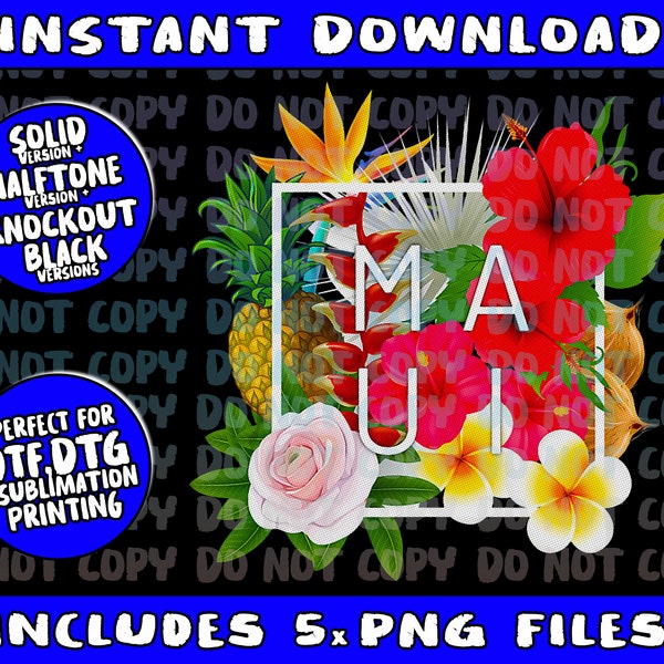 Flowers of Maui Word Art - Hawaiian Island Souvenir Tank TopPng Bundle, Trending Png, Popular Printable