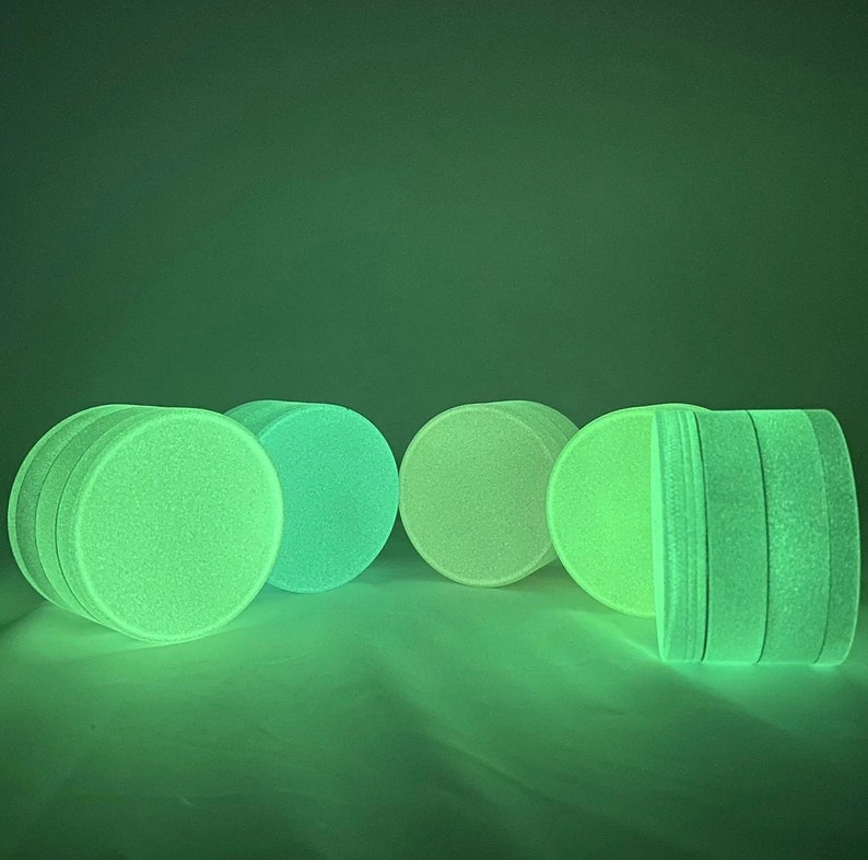 Large 2.5 Inch Stylish Herb Grinder, 4 Piece, Glows in the Dark, Tobacco Grinder, Herb & Spice Grinder, Mini Scraper Tool image 5