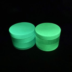 Large 2.5 Inch Stylish Herb Grinder, 4 Piece, Glows in the Dark, Tobacco Grinder, Herb & Spice Grinder, Mini Scraper Tool image 4