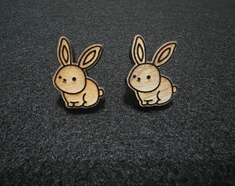 Handcrafted Wooden Bunny Earrings