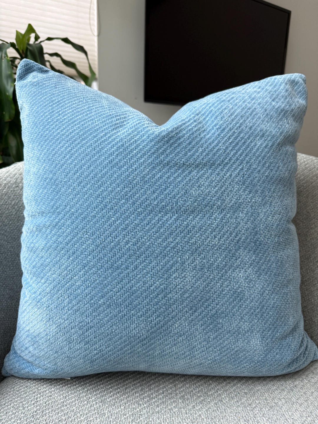 From the Studio Light Blue Chenille Textured Luxury Square