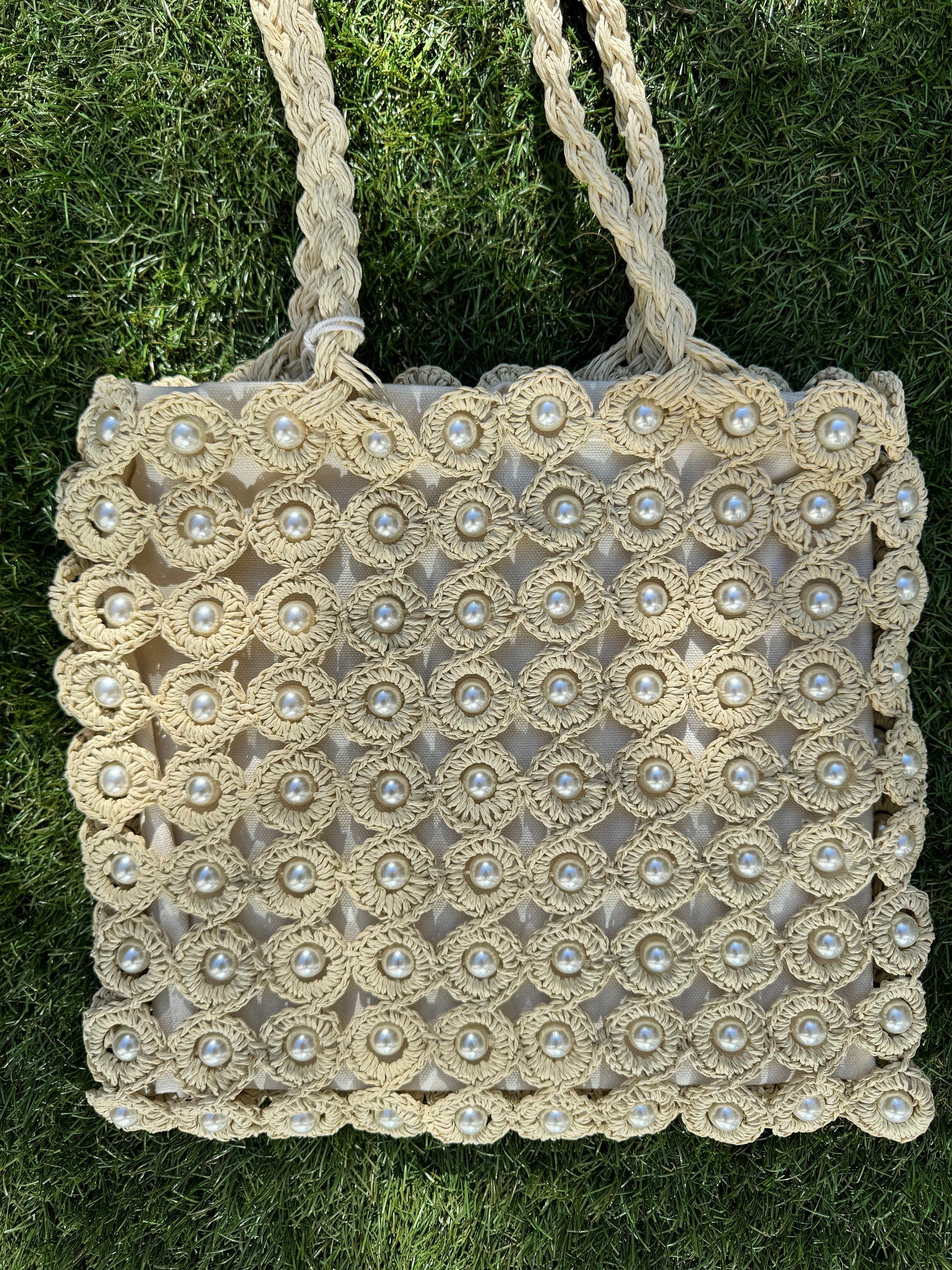 Haute Hippie Style Handwoven Double Handle Straw Raffia 
