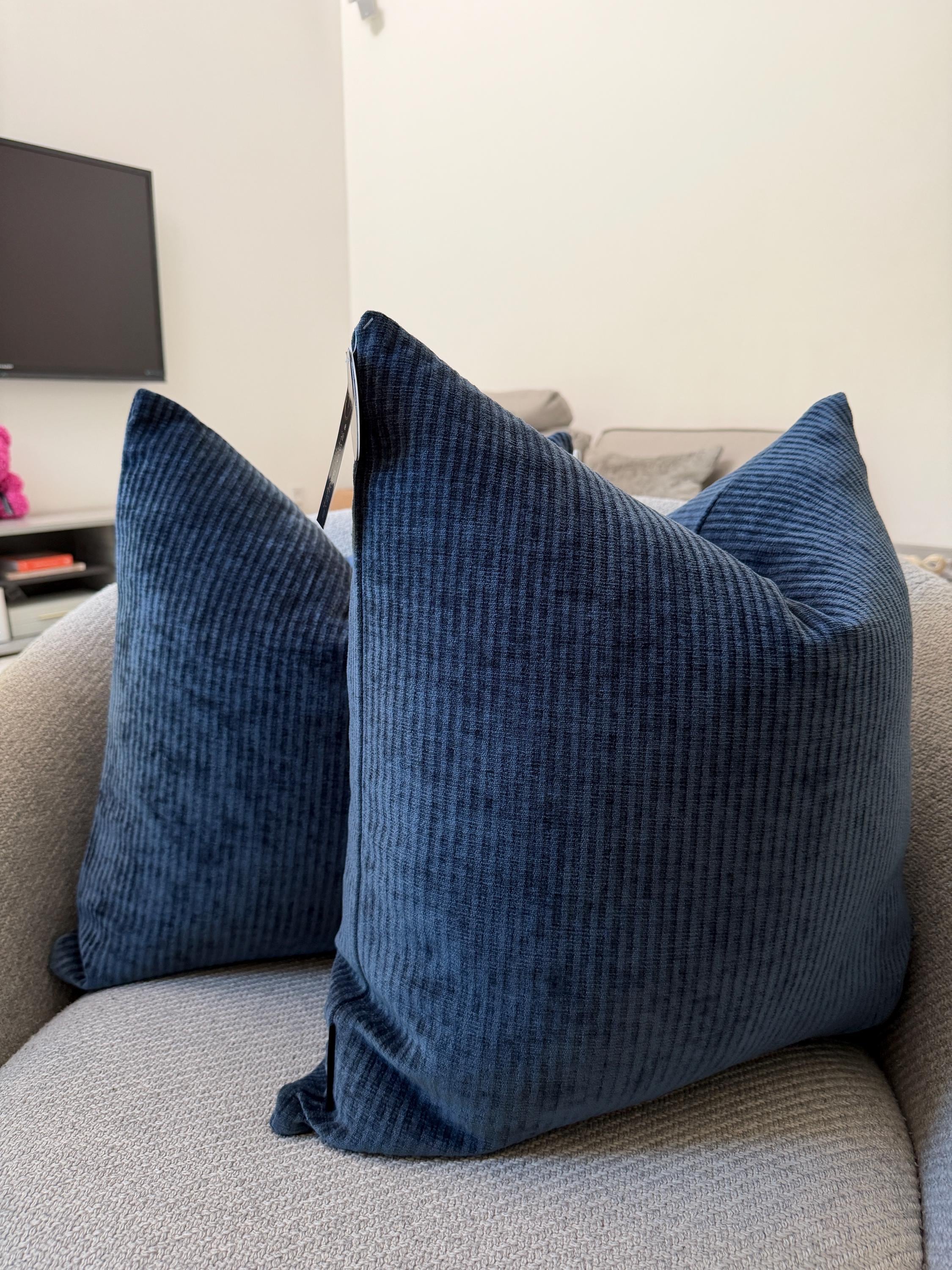 Soho Studio 23x23 Navy Blue Pattern Textured Striped Luxury Square