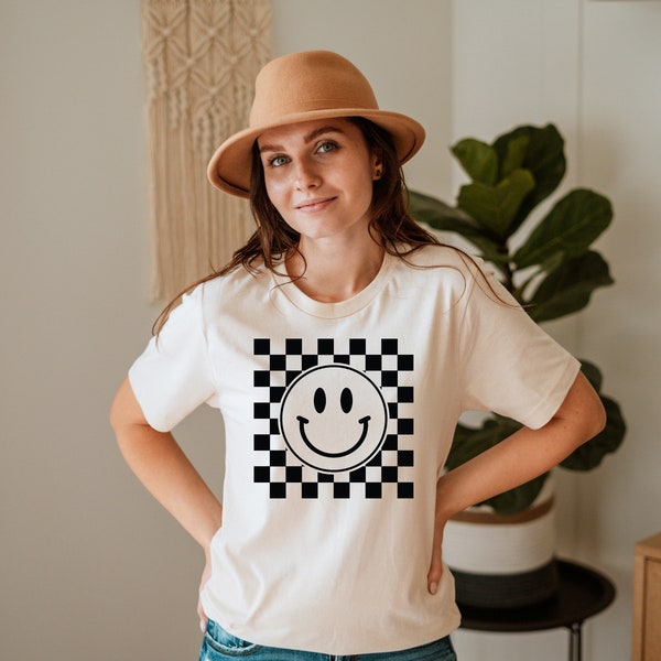 Checkerboard Smiley Face Shirt - Etsy
