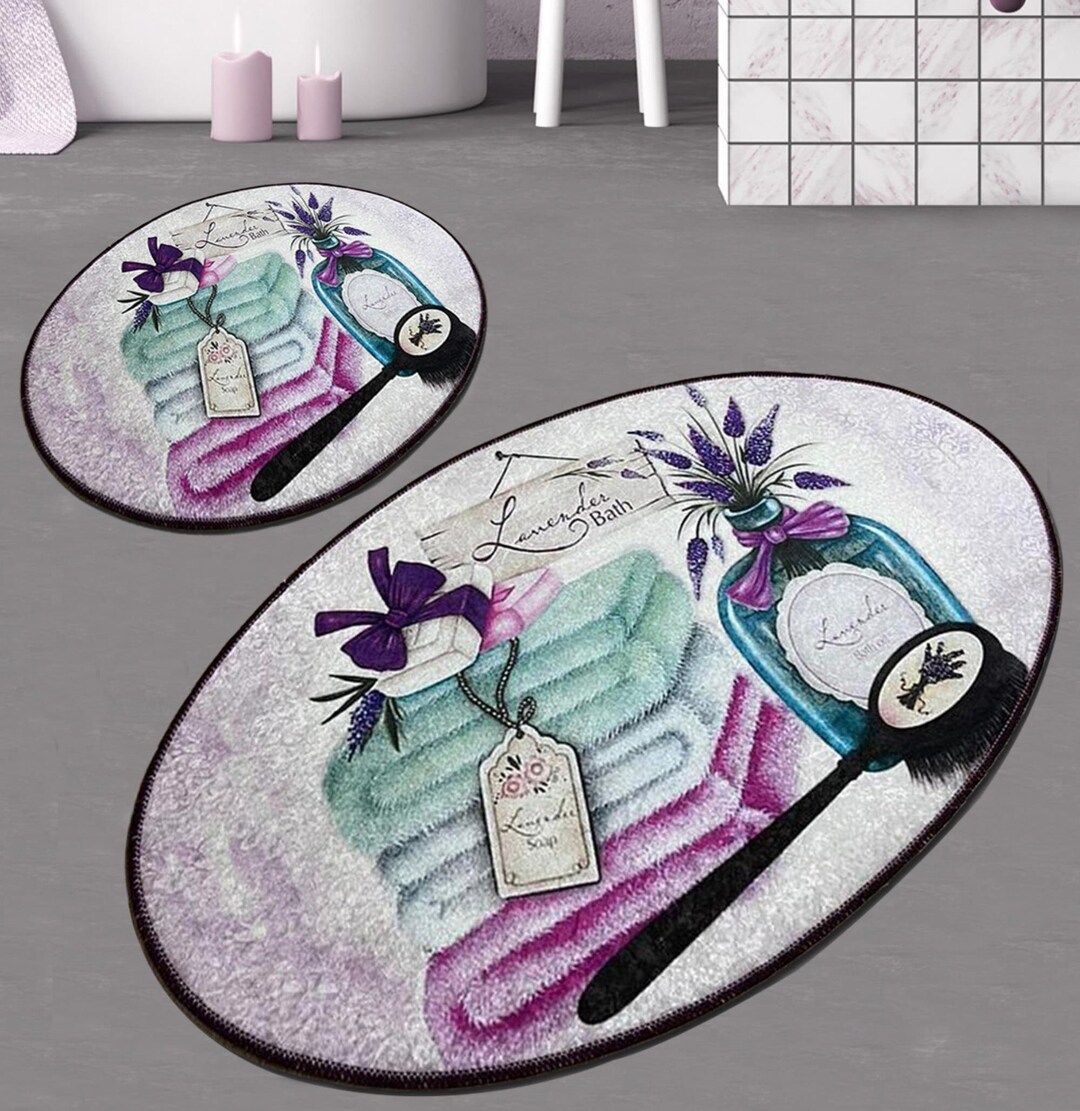 Lavender Bath Rug Set Cute Bath Rug Lavender Decor Bathroom Etsy