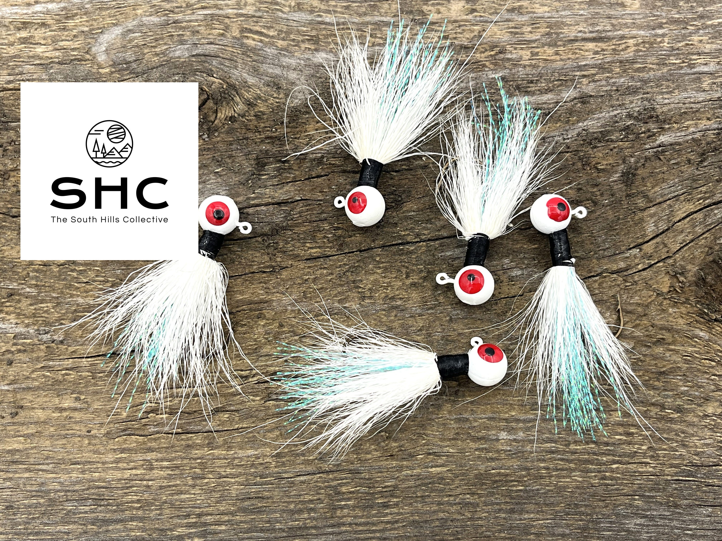 1/4 Ounce Bucktail Hair Jigs 5 Combo Pack Hand Tied in Our Shop White/blue - Etsy