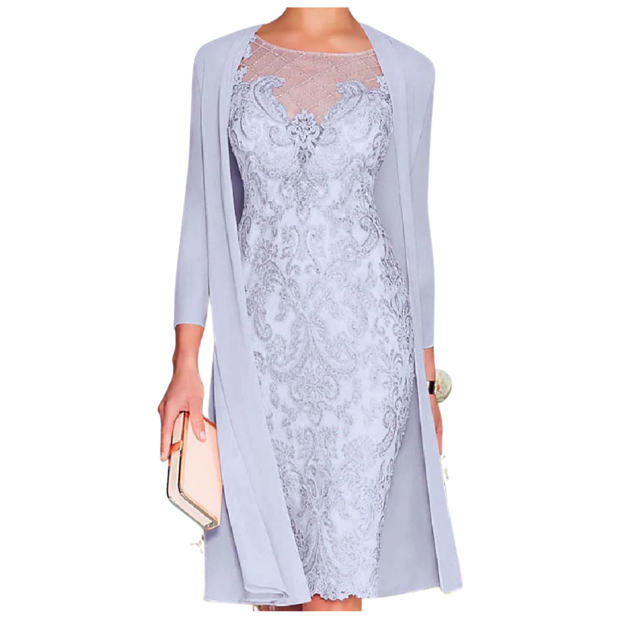 Lilac Chiffon Elegant Mother of the Bride Dress With Jacket - Etsy UK