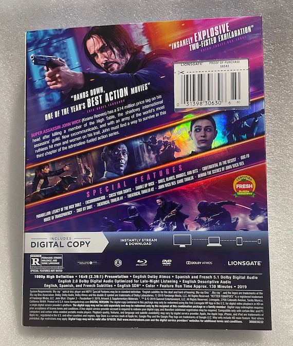John Wick: Chapter 3--parabellum Blu Ray With Slip Cover Brand New