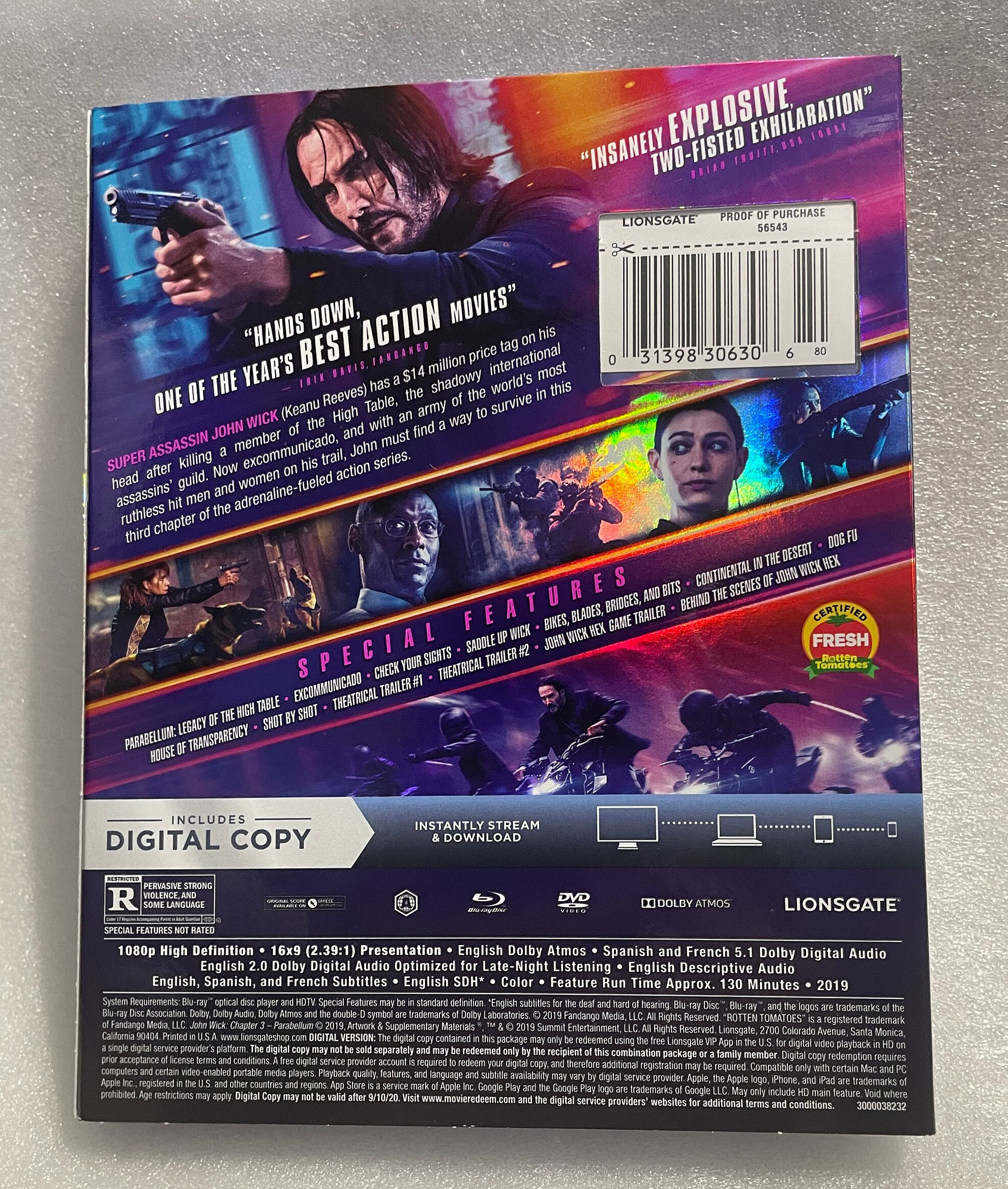 John Wick: Chapter 3--parabellum Blu Ray With Slip Cover