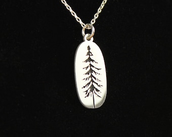 Sterling Silver Pine Tree Necklace - Forest Wanderlust Jewelry for Nature Lovers - Mother's Day Gift