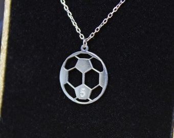 Dainty Soccer Personalized Necklace, Soccer Ball Pendant, Soccer Team Gift, Jersey Number Necklace, Football Necklace, Sports Jewelry