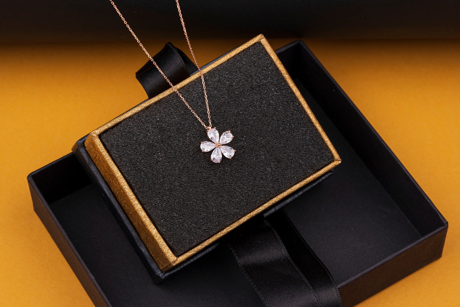 Jasmine Flower Necklace Jasmine With Big Shiny Stones Drop Etsy