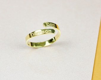 Custom Double Name Silver Ring, Two Name Ring in Sterling Silver, Personalized Multiple Name Silver Ring, Gift For Her