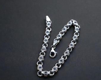925 Sterling Silver Men’s Bracelet with Zircon Stone