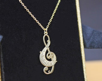 925K Silver Treble Clef Necklace - G clef Pendant - Musical Jewelry - Music Note Pendant - Music Symbol Jewelry - Music Lover's Necklace