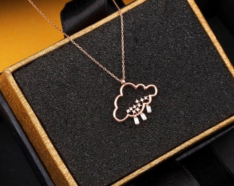 925 Sterling Silver Little Cloud Necklace - Rain Cloud Pendant for Celestial Charm - Sky Charm, Gift for Her