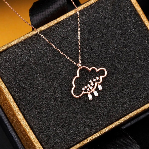 925 Sterling Silver Little Cloud Necklace - Rain Cloud Pendant for Celestial Charm - Sky Charm, Gift for Her