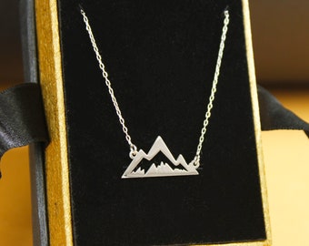 Mountain Valley Pendant Necklace, Mountain Cut Out Necklace,Travel Necklace, Snow Valley Necklace,Nature Necklace, Outdoorsy Gifts