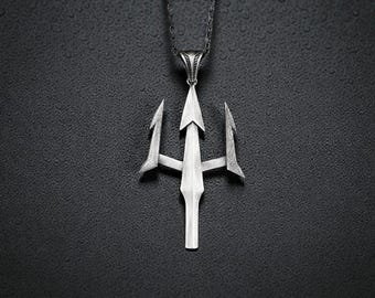 Poseidon Trident Necklace Greek Mythology Neptune Pendant Men’s Ocean Symbol Pagan Amulet Spear Jewelry