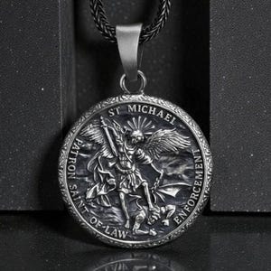 St. Michael Archangel Sterling Silver Pendant | Two-Sided Medal