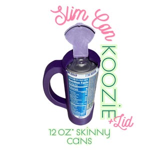 Skinny Can Cooler with Lid & Handle | 12oz Slim Can Holder | Personalized Gift for Bridesmaids, Bachelorette, Summer Drinks