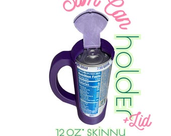 Skinny Can Holder with Lid & Handle: 12oz Tall Slim Cans