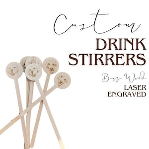 Custom Drink Stirrers | Personalized Cocktail Sticks for Weddings & Events | Laser Cut Wood Stir Sticks for Signature Drinks