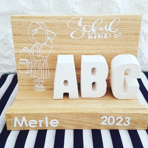 Schulanfang Einschulung Geschenkset personalisiert Holz Raysin Mitbringsel Tischdeko Geschenk Schulkind Deko